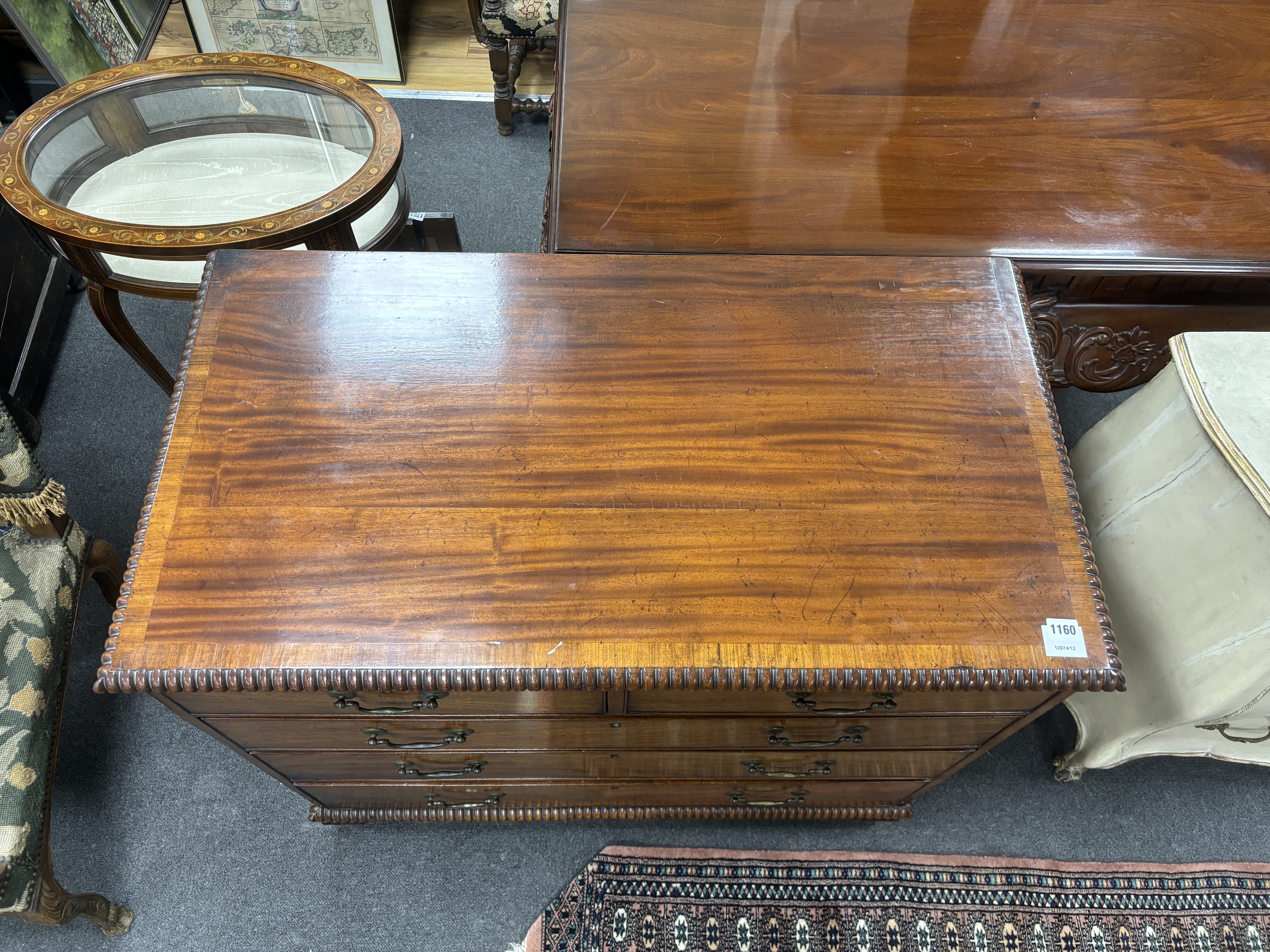A George IV banded mahogany chest, width 111cm, depth 54cm, height 93cm